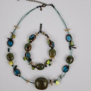 Vintage Premier Designs  Floating Bead 4 Strand Necklace and Bracelet Set